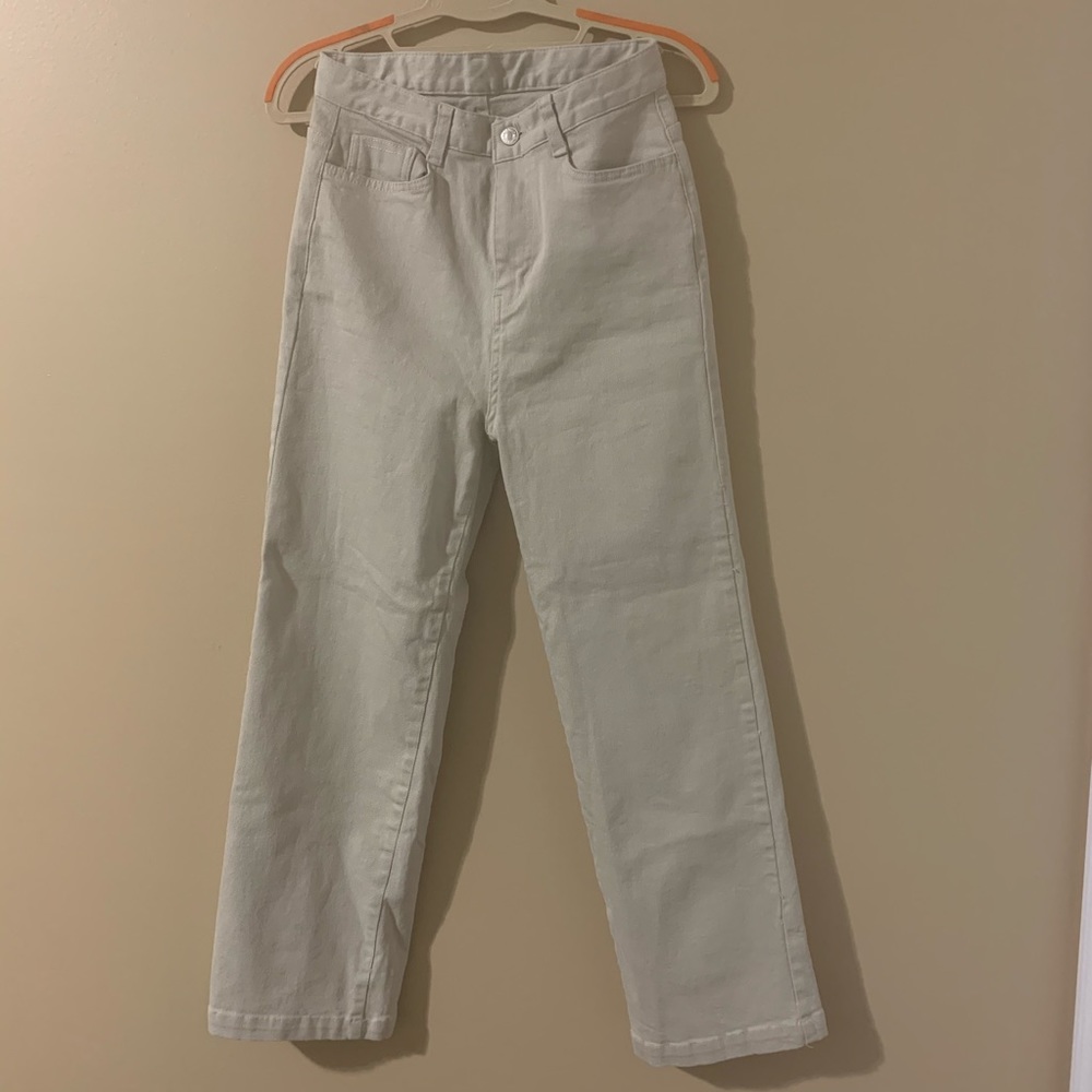 Cream straight pants